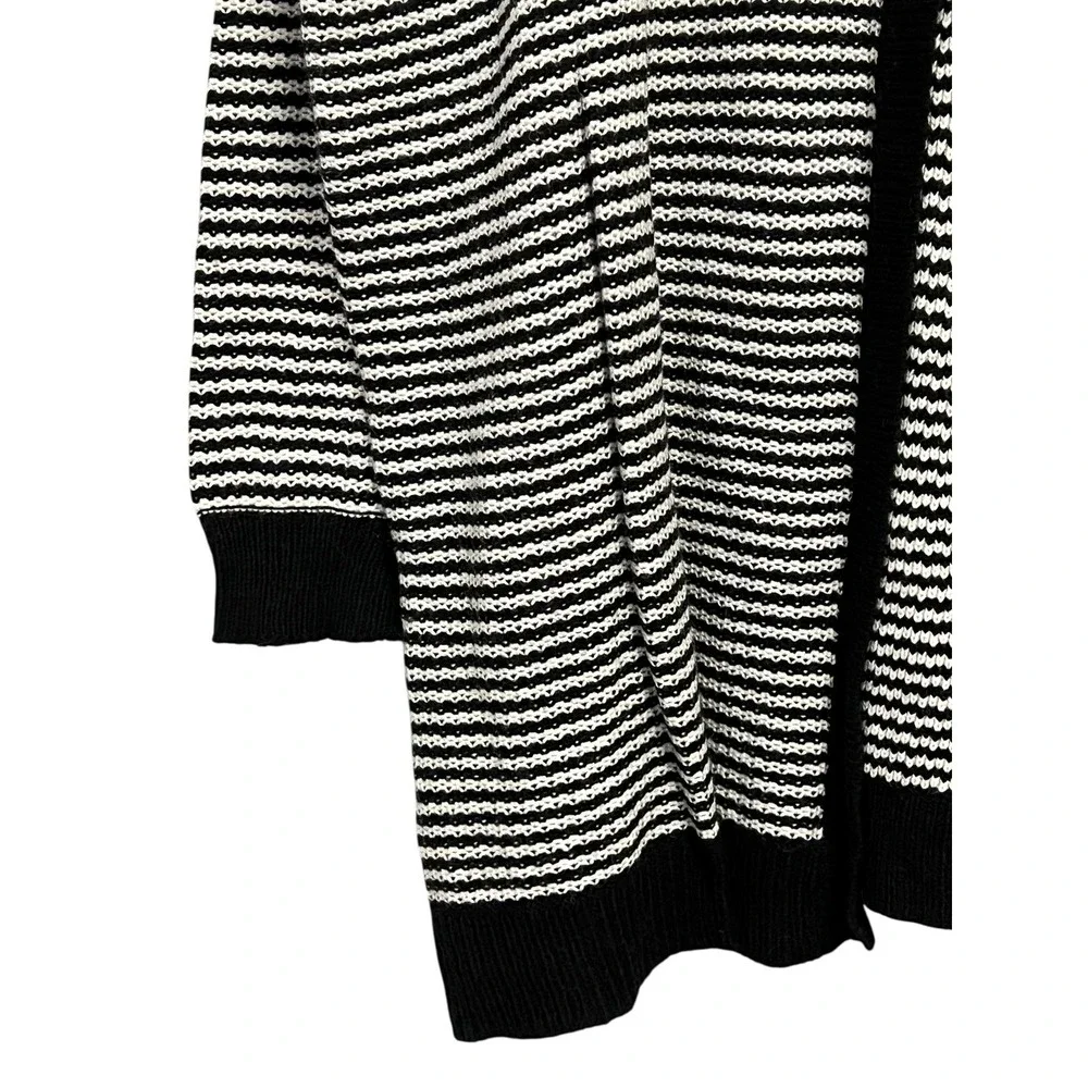 Lane Bryant Sweater Womens 18/20 Black White Stripe‎ Open Front Cardigan Knit
